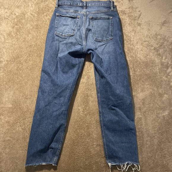Old Navy Jeans Womens Sz 6 Sky High Extra Blue Distressed Raw Straight Leg Pants - Picture 3 of 8